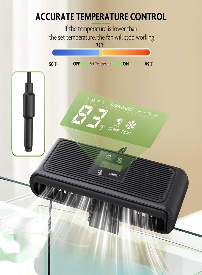 مروحة تبريد أحواض السمك من بايزو، مراوح تبريد لأحواض السمك، مبرد حوض السمك مزود بمسبار حرارة وشاشة LCD، تحكم تلقائي في درجة الحرارة و3 أوضاع سرعة، مبرد الأكسولوتل، 6.4 واط - Image 3